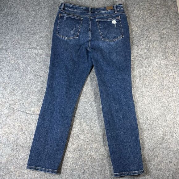 Judy Blue Jeans Womens 15/32 Straight Leg Distressed Medium Wash Denim Stretch - Picture 9 of 10